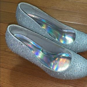Sparkly silver dazzling heels